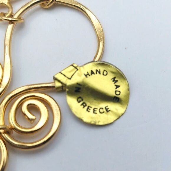 HP NWT Nikolis Creation Hand Made Greece Gold Plated Scroll Necklace & Earrings - Picture 4 of 7